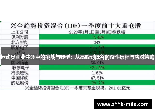 运动员职业生涯中的挑战与转型:从高峰到低谷的奋斗历程与应对策略 运动员职业生涯中的挑战与转型:从高峰到低谷的奋斗历程与应对策略